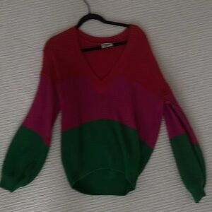 S, Mumu Sweater, Multicolor: Red, Pink, Green